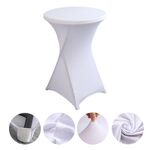 Copertura per tavolo da cocktail bar per hotel, decorazione per matrimoni, in poliestere elasticizzato, rotonda, per banchetti, dimensioni: 80x110 cm (bianco)