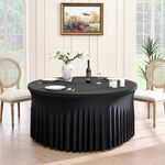 Tovaglia elastica in poliestere da 4 piedi, per banchetti nuziali, decorazioni per feste, tovaglia rotonda da ufficio (nera)