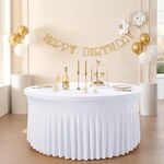 Tovaglia elastica in poliestere da 4 piedi, per banchetti nuziali, decorazioni per feste, tovaglia rotonda da ufficio (bianca)