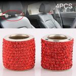Decorazione modificata per cuscino con testa in cristallo per auto da 4 pezzi (rossa)