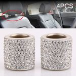 Decorazione modificata per cuscino con testa in cristallo per auto da 4 pezzi (bianca)