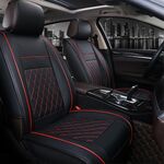 Fodera per cuscino del sedile a copertura totale in pelle per auto, versione standard, solo un posto (nero rosso)