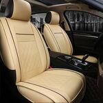 Fodera per cuscino del sedile a copertura totale in pelle per auto, versione standard, solo un posto (beige)