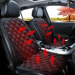 Fodera per cuscino riscaldante per sedile anteriore auto 12V riscaldata invernale caldo, doppio sedile (nero)
