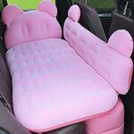 Materassino gonfiabile da viaggio con materasso gonfiabile da viaggio per auto universale Divano da campeggio con protezione per la testa + ampio deflettore laterale (rosa)