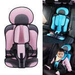 Seggiolino di sicurezza per bambini portatile per auto, dimensioni: 50 x 33 x 21 cm (per 0-5 anni) (rosa + grigio)