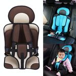 Seggiolino auto portatile per bambini, dimensioni: 54 x 36 x 25 cm (per 3-12 anni) (caffè + beige)