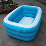 Bambini domestici 1.3m Piscina gonfiabile con stampa rettangolare blu e bianca a tre strati, dimensioni: 130 * 90 * 48 cm