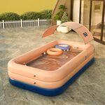 Piscina gonfiabile automatica senza fili in PVC per uso domestico Piscina per bambini Piscina grande piscina all'aperto in plastica con tettoia, dimensioni: 2,1 m (rosa)