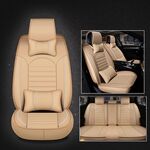 Coprisedile auto universale in pelle PU Beige Deluxe