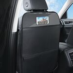 Schienale per seggiolino auto per bambini Cuscino anti-calcio Schienale Posteriore Anti-sporco Protezione universale in pelle Borsa portaoggetti Versione tutto incluso (Nero)
