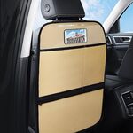 Schienale per seggiolino auto per bambini Cuscino anti-calcio Schienale Posteriore Anti-sporco Protezione universale in pelle Borsa portaoggetti Versione tutto incluso (beige)