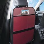 Schienale per seggiolino auto per bambini Cuscino anti-calcio Schienale Posteriore Anti-sporco Protezione universale in pelle Borsa portaoggetti Versione tutto incluso (Vino rosso)
