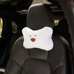 Cuscino per tappezzeria del sedile in peluche dell'orso dei cartoni animati per auto, colore: poggiatesta bianco