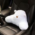 Cuscino per tappezzeria del sedile in peluche dell'orso dei cartoni animati per auto, colore: cuscino lombare bianco