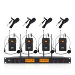XTUGA A400-B Sistema microfonico wireless UHF professionale a 4 canali con 4 microfoni lavalier BodyPack EDA005203201B 6922167115973