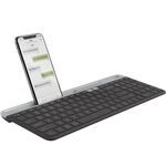 Logitech K580 Tastiera wireless multi-dispositivo sottile e leggera a doppia modalità con supporto per telefono (nera)