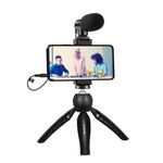 Pulluz Live Broadcast Smartphone Video Vlogger Kit Kit Microfono + Treppiede Mount + Supporto per morsetto telefonico (nero)