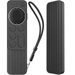 Per Apple TV Siri Remote 2/3 AhaStyle PT166 Custodia protettiva in silicone per telecomando Custodia protettiva antiscivolo a righe (nero)