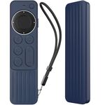 Per Apple TV Siri Remote 2/3 AhaStyle PT166 Custodia protettiva in silicone per telecomando Custodia protettiva antiscivolo a strisce (blu notte)