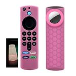 Custodia per telecomando 2 pezzi per Amazon Fire TV Stick 2021 ALEXA 3a generazione con supporto Airtag (rosa luminoso)