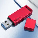 Lenovo Thinkplus TU100 USB 3.1 Flash Drive ad alta velocità Mini disco di memoria USB con tappo e cappuccio in metallo, capacità: 128G (rosso)