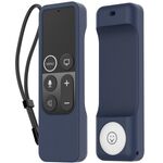 Per Apple TV Siri Remote 1+AirTag AhaStyle PT157 Tracker telecomando 2 in 1 Custodia protettiva in silicone (blu notte)