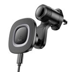 Supporto magnetico per telefono con ricarica wireless per bocchetta d'aria per auto Hoco HW30 (nero grigio)