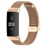 Cinturino per orologio con fibbia in metallo milanese xDfind per Fitbit Charge 4/3 (oro rosa)