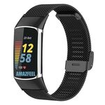 Cinturino per orologio con fibbia in metallo milanese xDfind per Fitbit Charge 6/5 (nero)