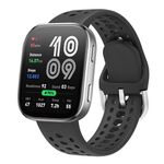 Cinturino in silicone tinta unita con fibbia argentata per Amazfit Bip 6 (nero)
