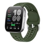 Cinturino in silicone tinta unita con fibbia argentata per Amazfit Bip 6 (verde militare)