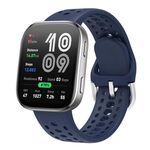 Cinturino in silicone tinta unita con fibbia argentata per Amazfit Bip 6 (blu inchiostro)