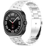 Cinturino per orologio in acciaio inossidabile a tre perle per Samsung Galaxy Watch 8 40/44 mm con strumento di rimozione (argento)