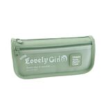 Grazioso astuccio portapenne di grande capacità con tasca frontale trasparente per materiale scolastico (verde)