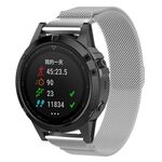 Cinturino per orologio in metallo a sgancio rapido Milanese xDfind per Garmin Fenix ​​8/7/6/5 da 22 mm (argento)