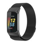 Cinturino per orologio magnetico in metallo Milanese xDfind per Fitbit Charge 6/5, taglia: S (nero)