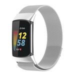 Cinturino per orologio magnetico in metallo Milanese xDfind per Fitbit Charge 6/5, taglia: L (argento)