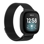 Cinturino in metallo magnetico Milanese per Fitbit Versa 4/3/Sense 2/Sense xDfind, taglia: S (nero)