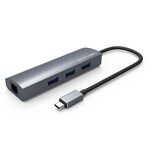 WAVLINK UH3031G/C Adattatore hub Gigabit ad alta velocità da tipo C a 3 x USB 3.0 + USB-C + RJ45 + porta di alimentazione CC