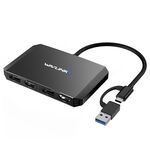 WAVLINK WL-UG69DH2 Splitter adattatore DisplayPort da USB+Tipo-C a doppio monitor HD 4K (Nero)