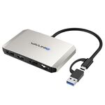 WAVLINK WL-UG69DH2 Splitter adattatore DisplayPort da USB+Tipo-C a doppio monitor HD 4K (Argento)