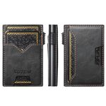 Il pulsante dello slot per carte bifacciale in denim Suteni espelle automaticamente la scatola delle carte (nero)