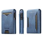 Il bottone con motivo denim Suteni fuoriesce automaticamente dalla scatola di cartone stampata impiallacciata (blu)