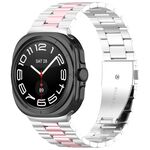 Cinturino in acciaio inossidabile a tre perle per Samsung Galaxy Watch 8 40/44 mm con strumento di rimozione (argento rosa)