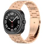 Cinturino per orologio in acciaio inossidabile a tre perle per Samsung Galaxy Watch 8 40/44 mm con strumento di rimozione (oro rosa)