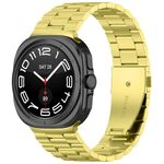 Cinturino per orologio in acciaio inossidabile a tre perle per Samsung Galaxy Watch 8 40/44 mm con strumento di rimozione (oro)