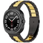 Cinturino per orologio in acciaio inossidabile a tre perle per Samsung Galaxy Watch 8 40/44 mm con strumento di rimozione (oro nero)