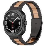 Cinturino per orologio in acciaio inossidabile a tre perle per Samsung Galaxy Watch 8 40/44 mm con strumento di rimozione (nero rosa)