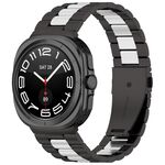Cinturino per orologio in acciaio inossidabile a tre perle per Samsung Galaxy Watch 8 40/44 mm con strumento di rimozione (nero argento)